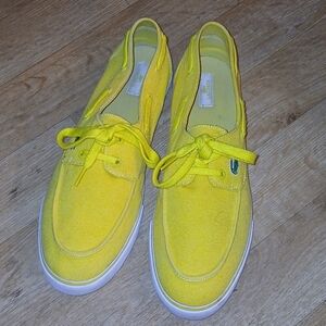Lacoste Mens Bright Yellow Canvas Deck Shoes